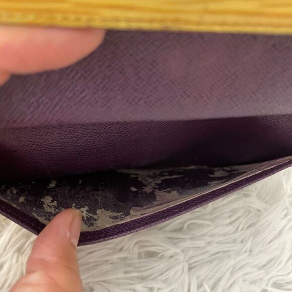 LOUIS VUITTON Trifold‎ Snap Yellow Leather Epi Wallet, Purple Lined - Picture 10 of 13